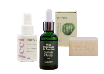 Vivelavu - Mamãe Viajante - Óleo avocado ozonizado R$ 78,90 Sabonete corporal Avocado Ozonizado R$ 39,90 Spray de limpeza intima Feel R$ 77,90