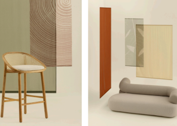 A marca reforça sua identidade com peças assinadas por grandes nomes e aposta em conforto, design autoral e soluções adaptáveis a diferentes estilos. Nas imagens, a banqueta Flor, do Lattoog e o sofá Mara, do estúdio Nada se Leva. Fotos. Divulgação/Lider