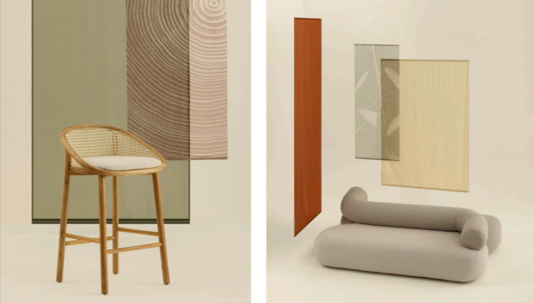 A marca reforça sua identidade com peças assinadas por grandes nomes e aposta em conforto, design autoral e soluções adaptáveis a diferentes estilos. Nas imagens, a banqueta Flor, do Lattoog e o sofá Mara, do estúdio Nada se Leva. Fotos. Divulgação/Lider