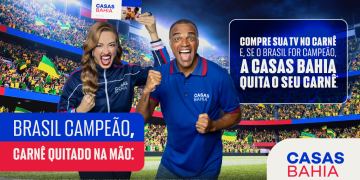 Com Denilson e Bia Reis, Casas Bahia promete quitar carnês de TVs se Brasil for campeão