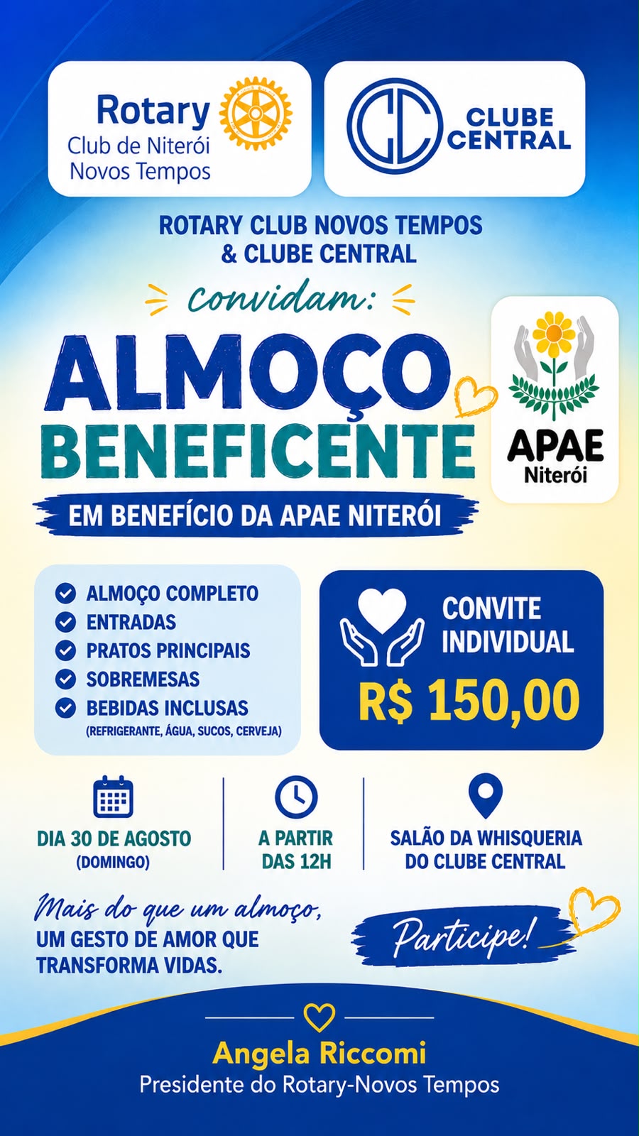 Layout Rotary Clube Novos Tempos Almoço APAE Niterói